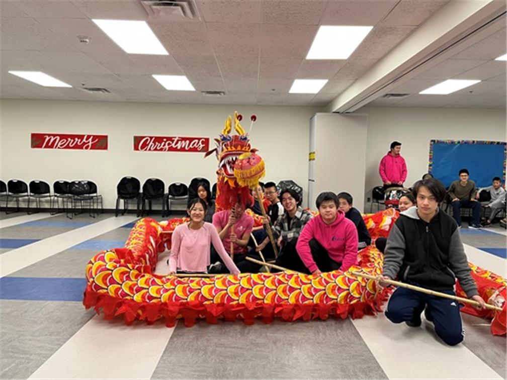 The FASCA members were practicing dragon dance for Lunar New year.